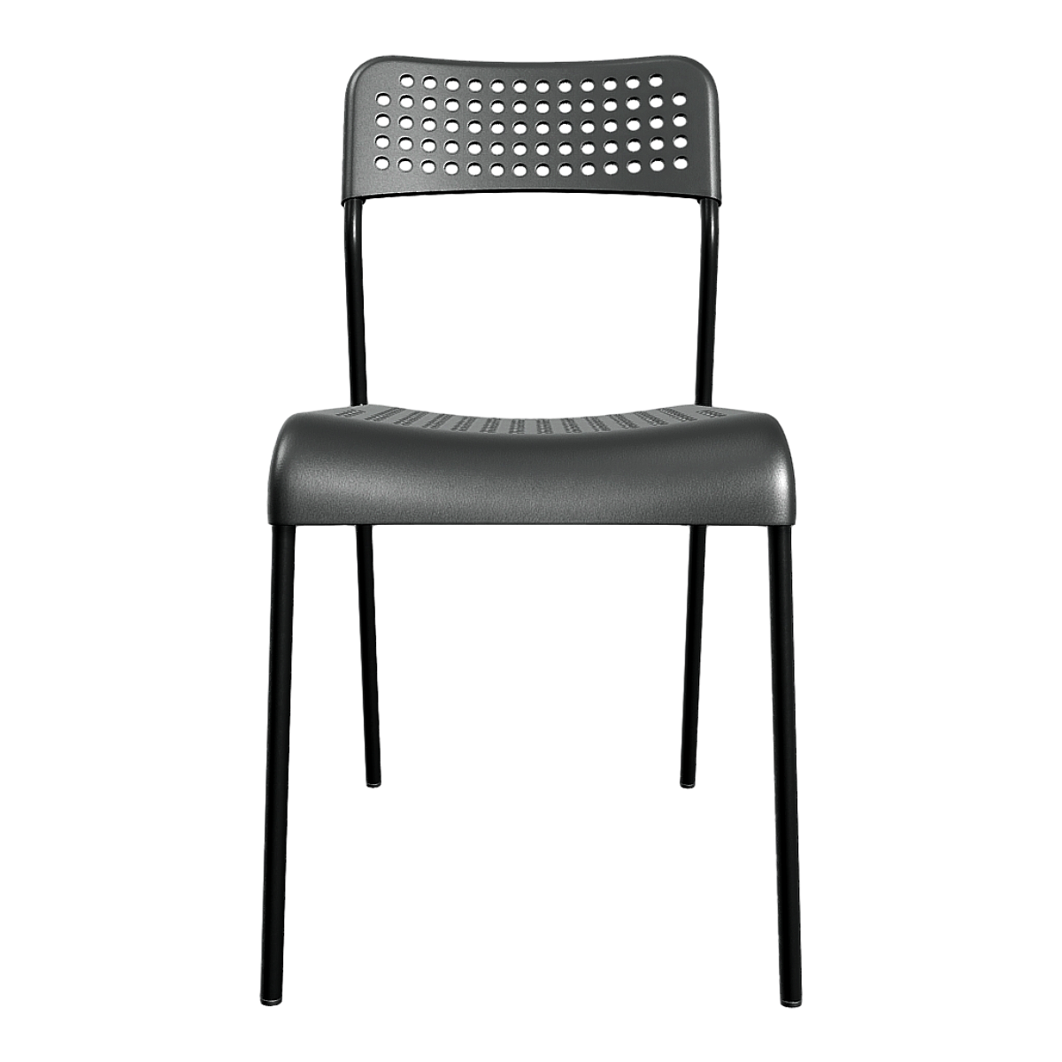 IKEA Simple Stainless Steel Metal Frame Black Plastic Hollow Design Small Hole Single Backrest Leisure Chair