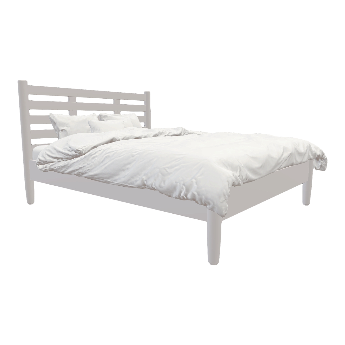 Bedroom simple solid wood base white paint pure white fabric double hollow design backrest bed