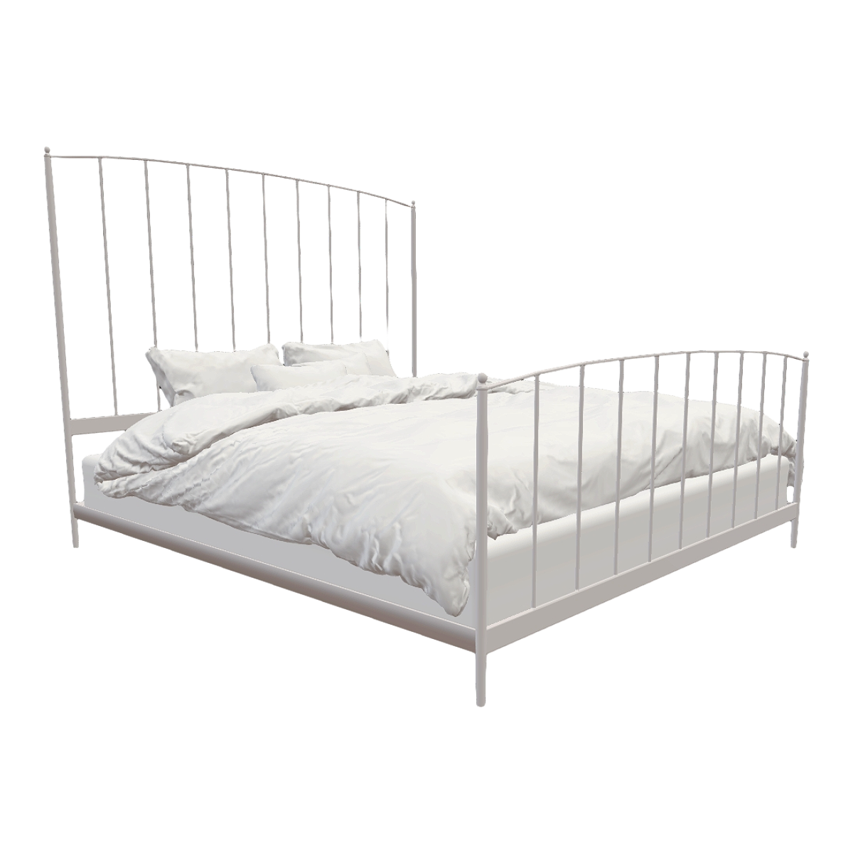 Bedroom simple metal frame white paint pure white fabric double hollow design backrest bed