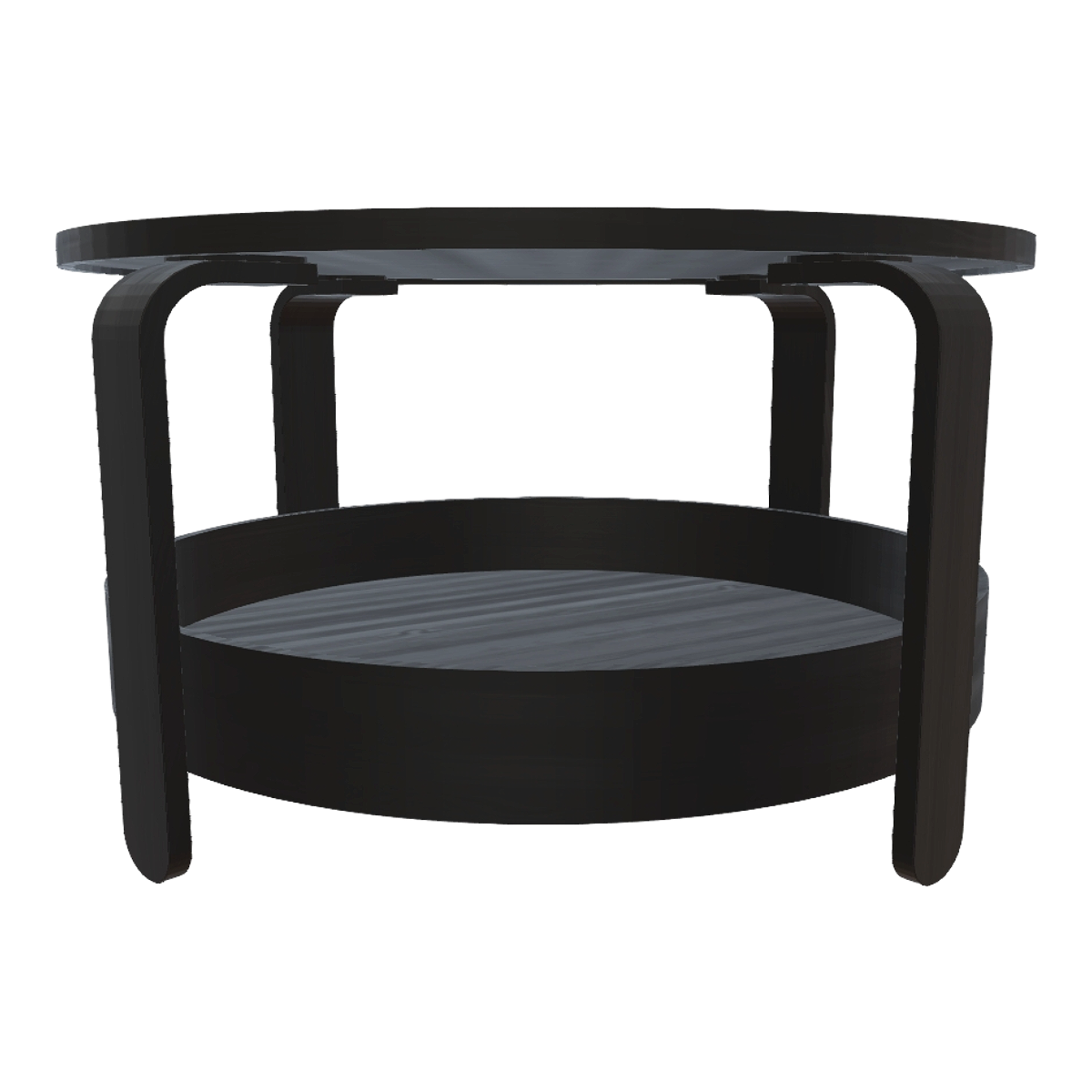 IKEA double-layer all ebony solid wood four legged base, low table, round table, coffee table, storage table - ebony coffee table