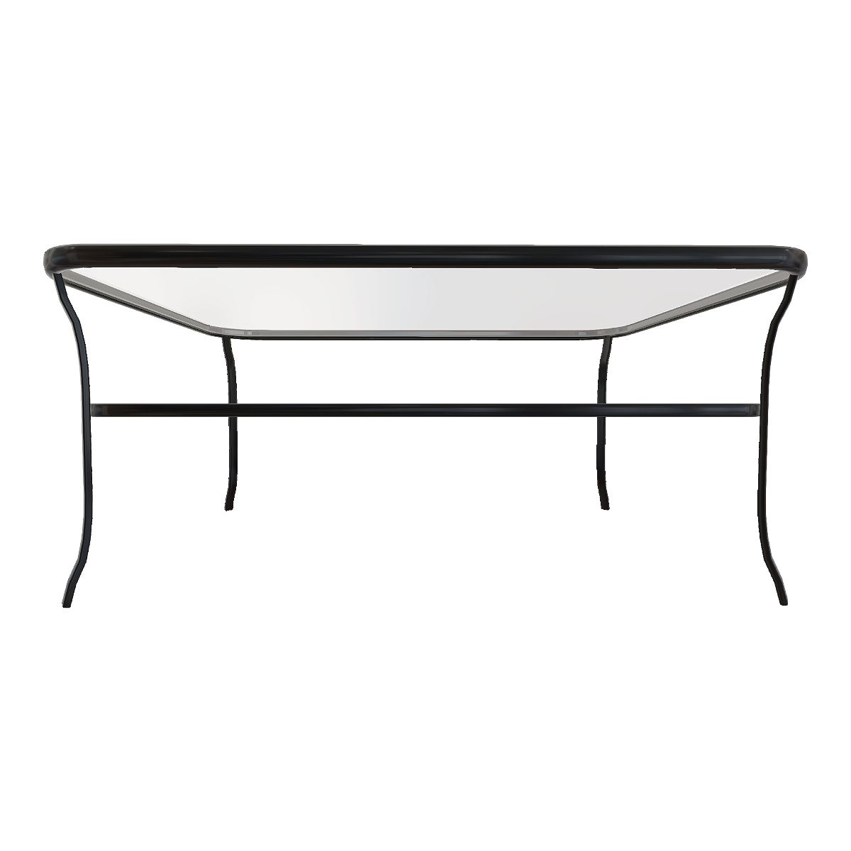 IKEA double-layer stainless steel metal frame, metal carved glass tabletop, coffee table, square table