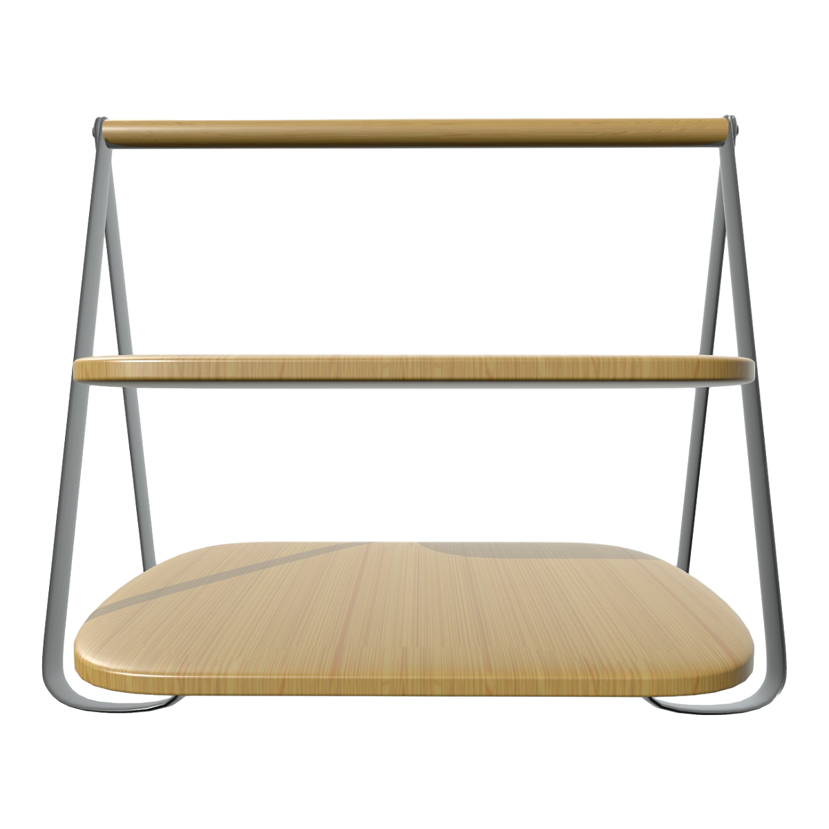 IKEA stainless steel metal frame double-layer oak solid wood hand-held serving tray and storage tray