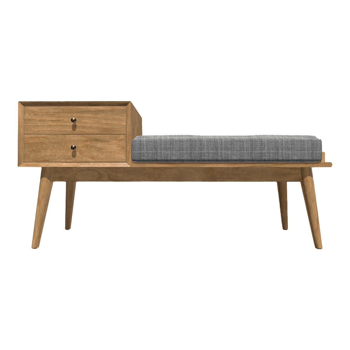 Creative walnut solid wood drawer gray fabric bench