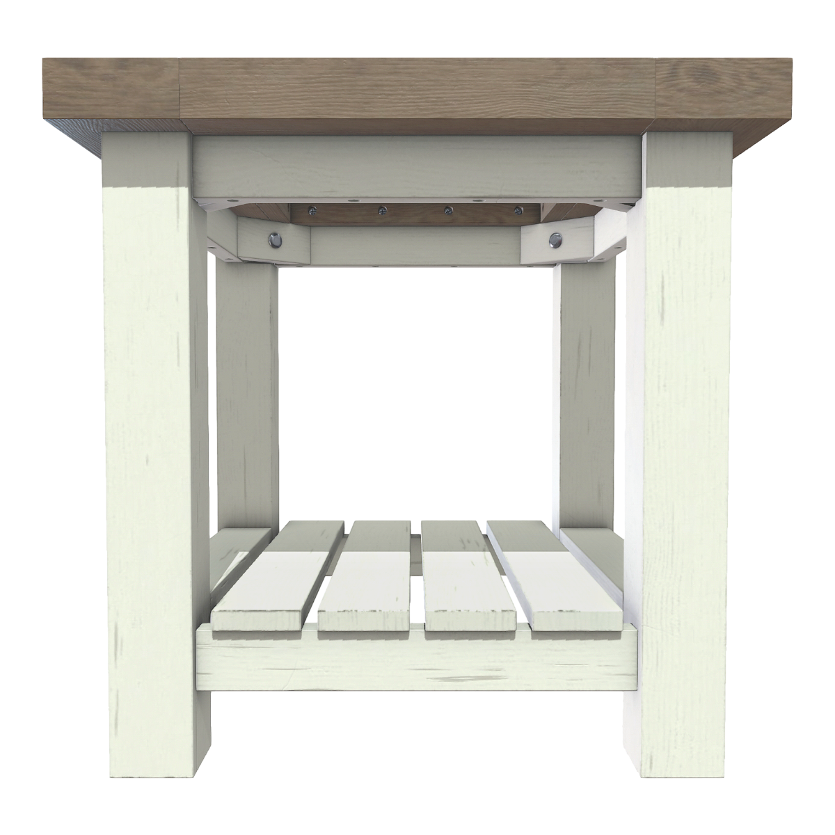 Living room solid wood white paint frame walnut desktop corner table