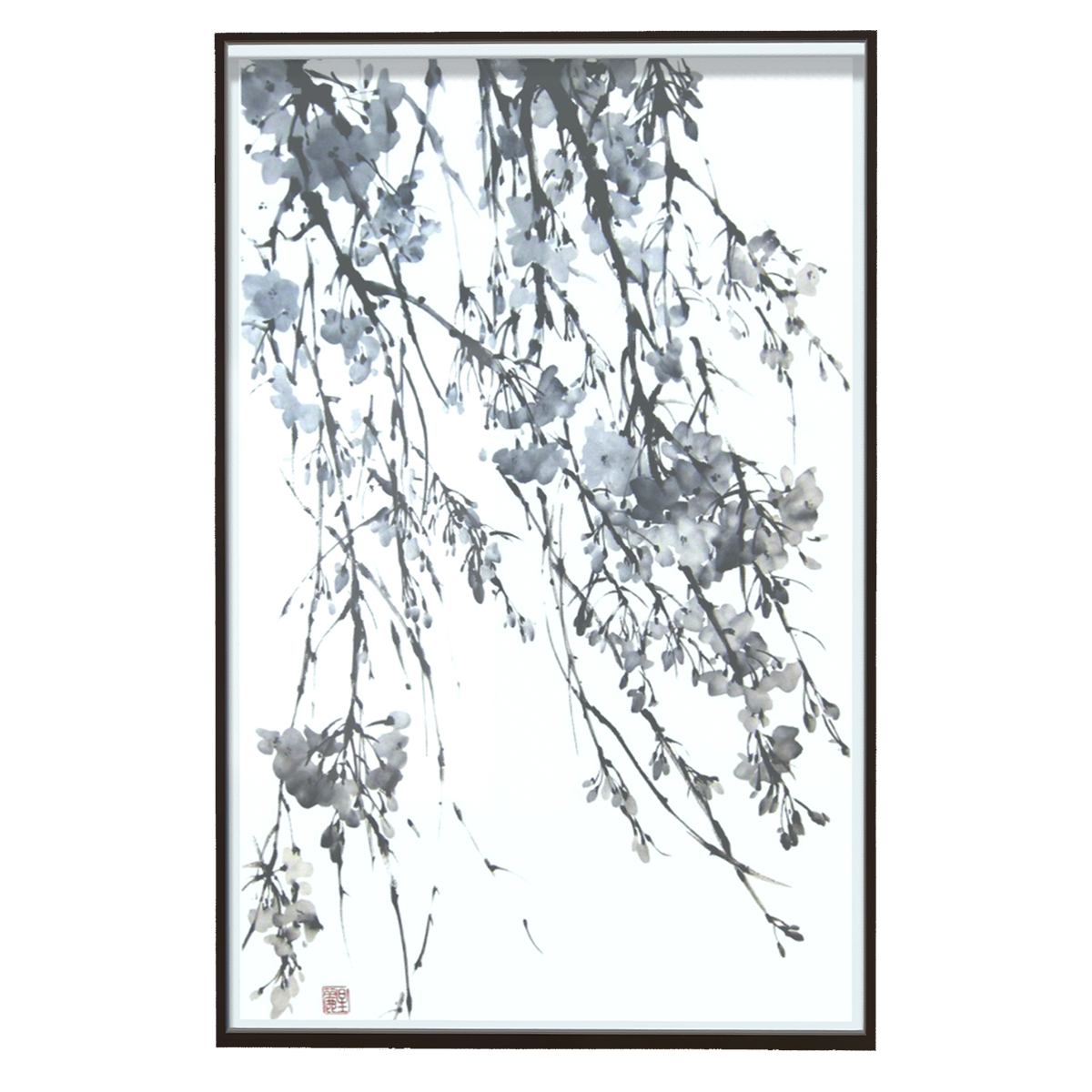 Classical ink landscape painting, North American black walnut frame decoration painting