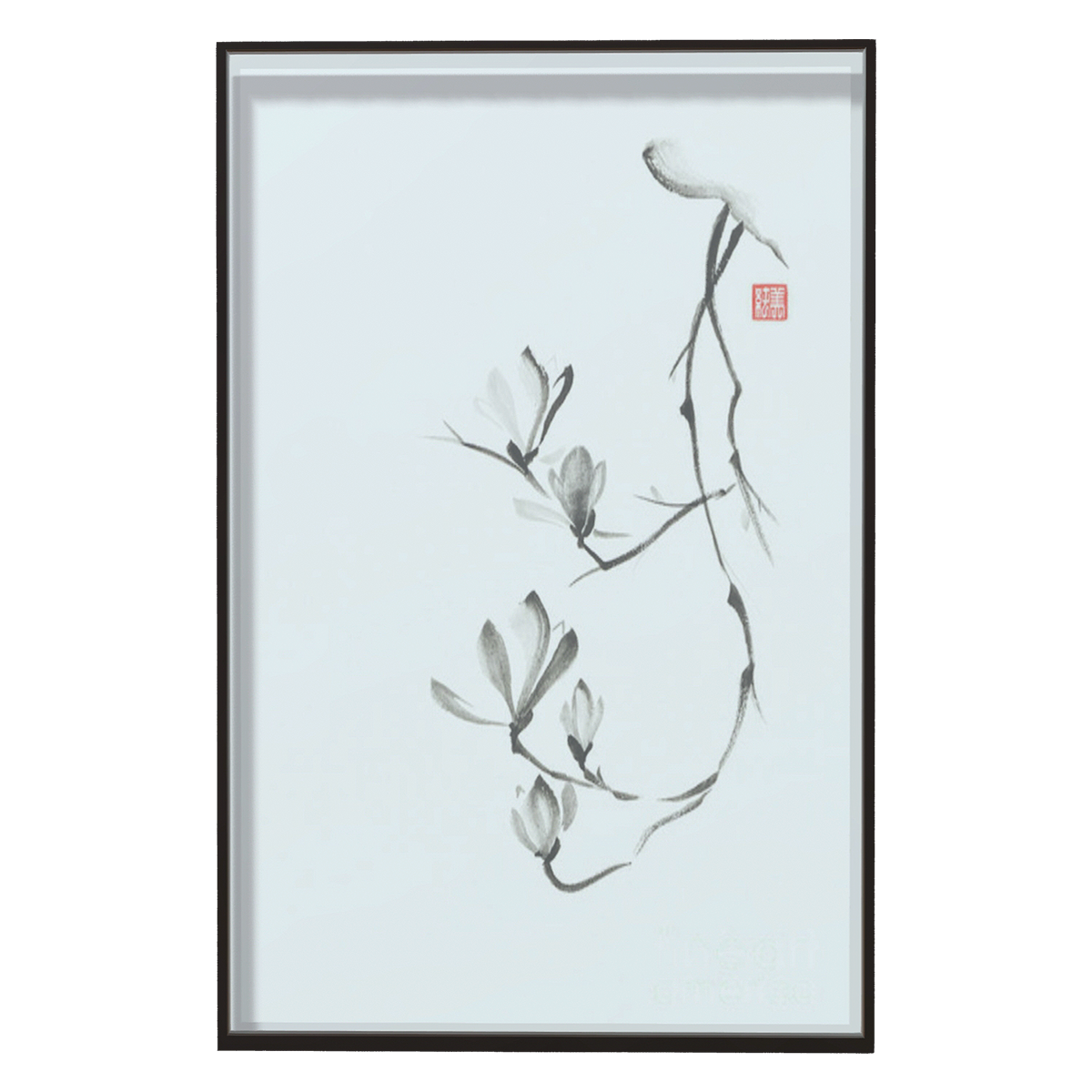 Modern Yulan Ink Painting North American Black Walnut Frame Decorative Painting