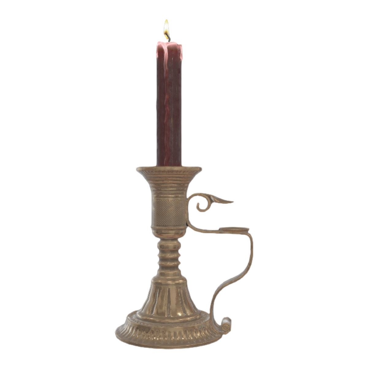 American classical red wax candle holder with a metal base that can be held by hand