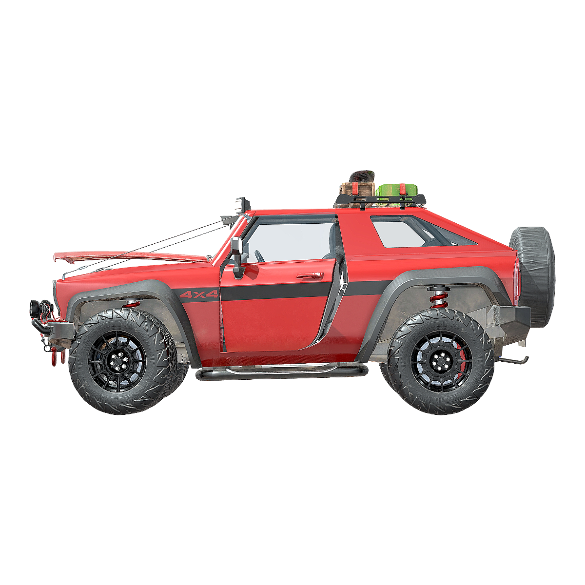 Modern 4X4 SUV off-road vehicle camping vehicle in red