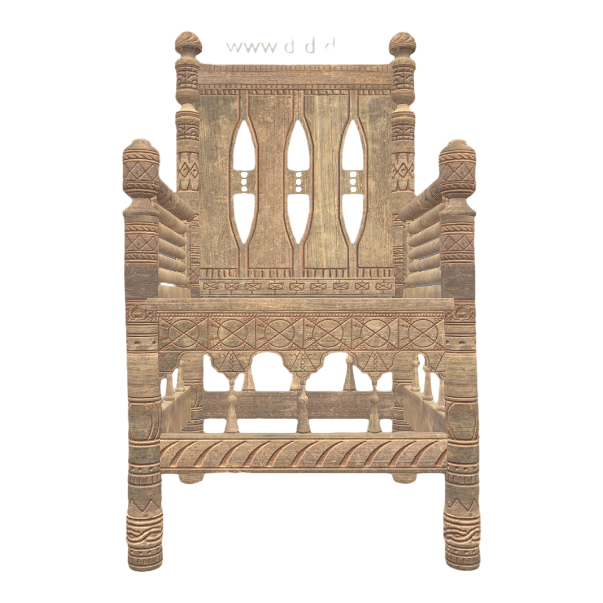 Exquisite carved Viking oak backrest armchair
