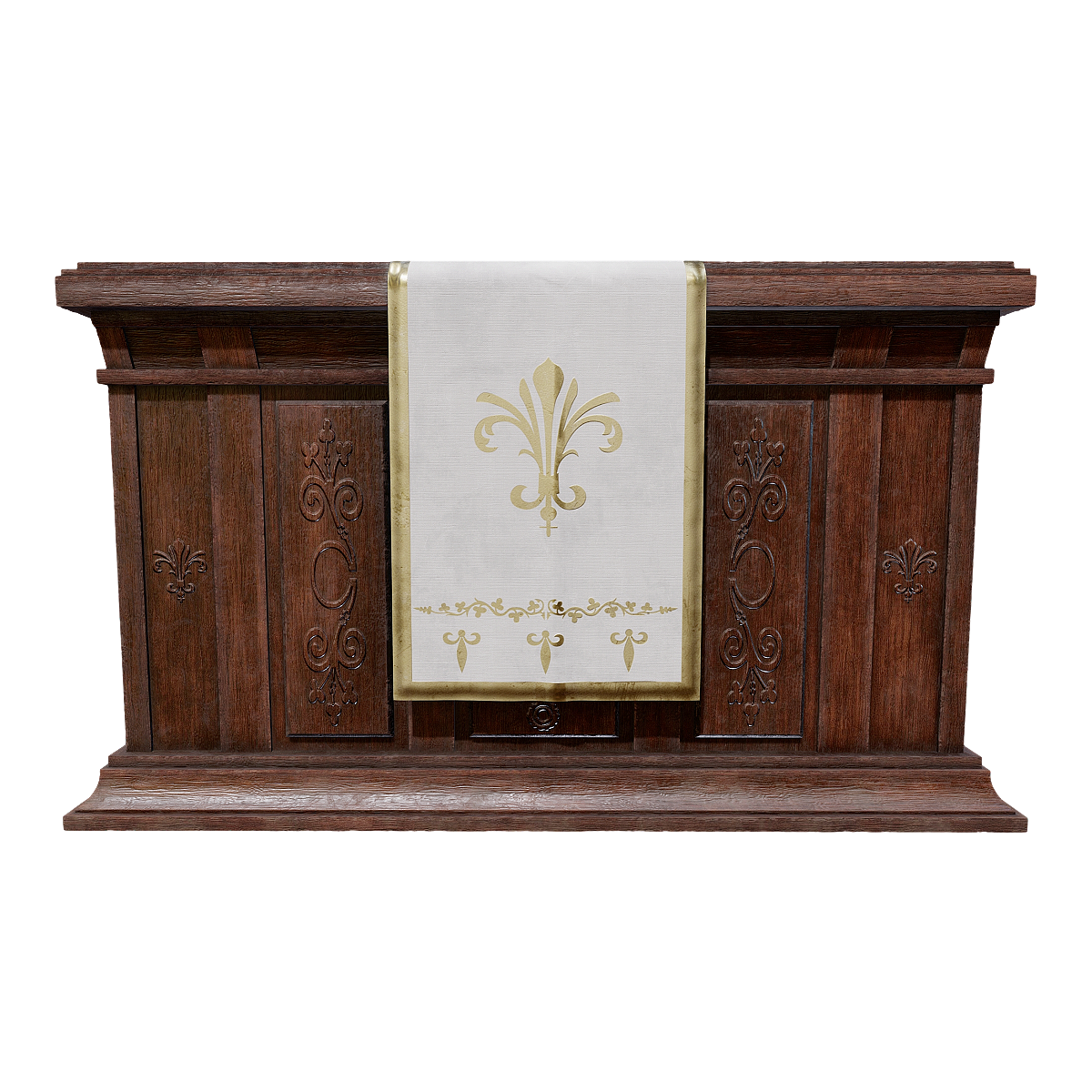 Exquisite carved altar square table made of American red walnut wood