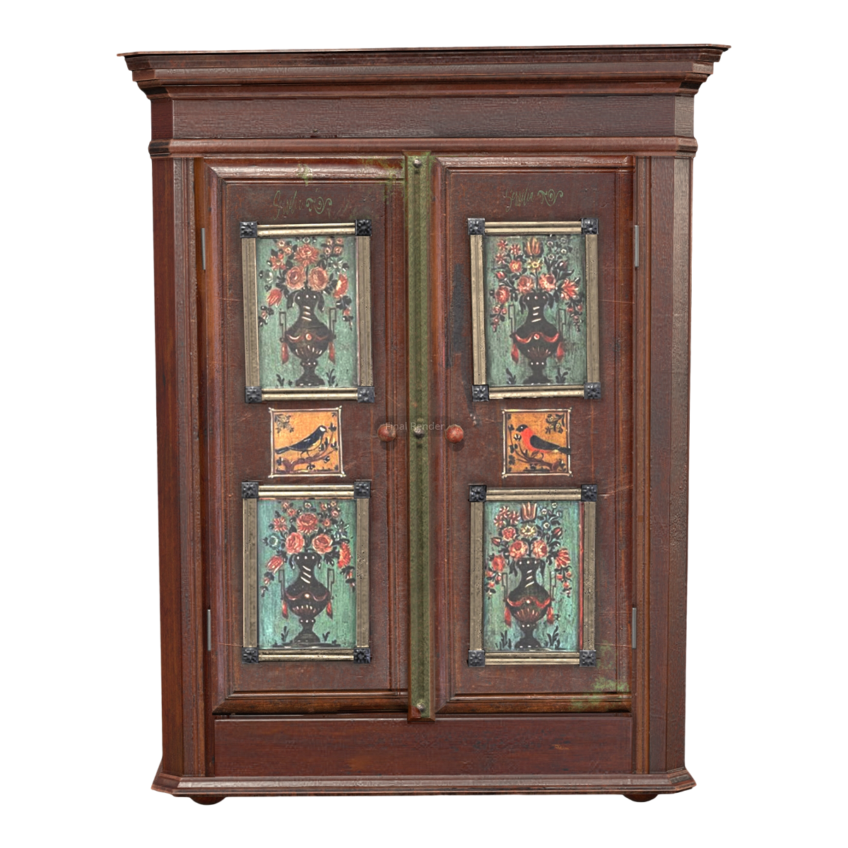 Nordic Red Walnut Double Door Storage Cabinet Storage Cabinet Cabinet