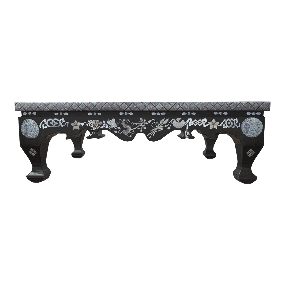 North Korean retro ebony exquisitely carved low table - square low table