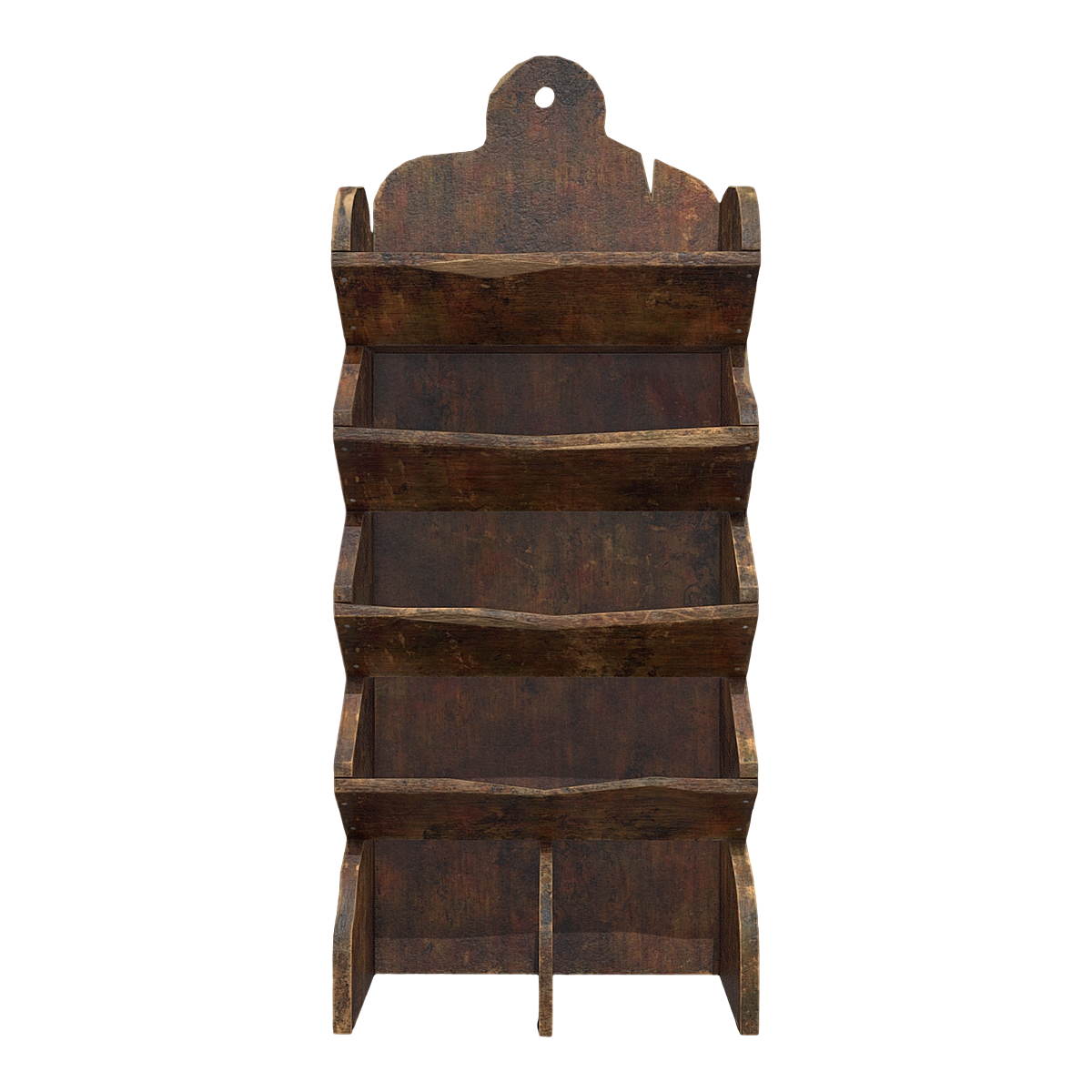 Vintage four layer black walnut angled storage rack with vintage design