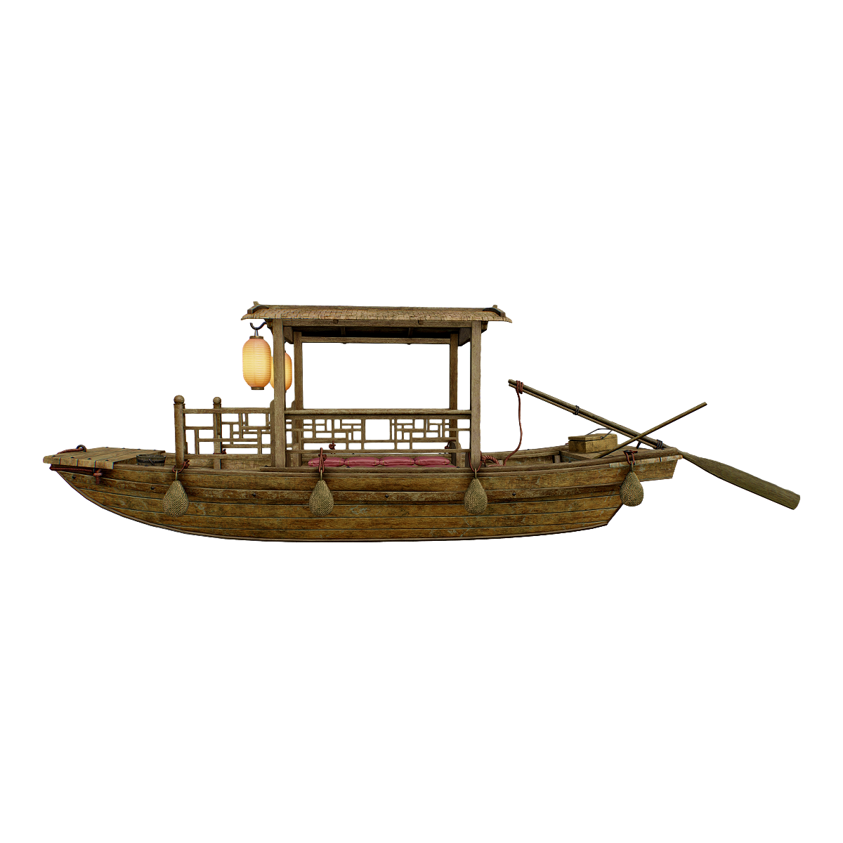 Chinese classical dark oak passenger wooden boat
