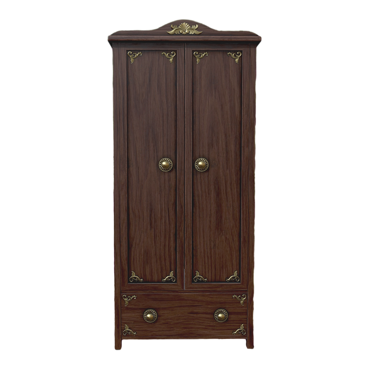 Nordic Luxury North American Black Walnut Double Door Drawer Wardrobe