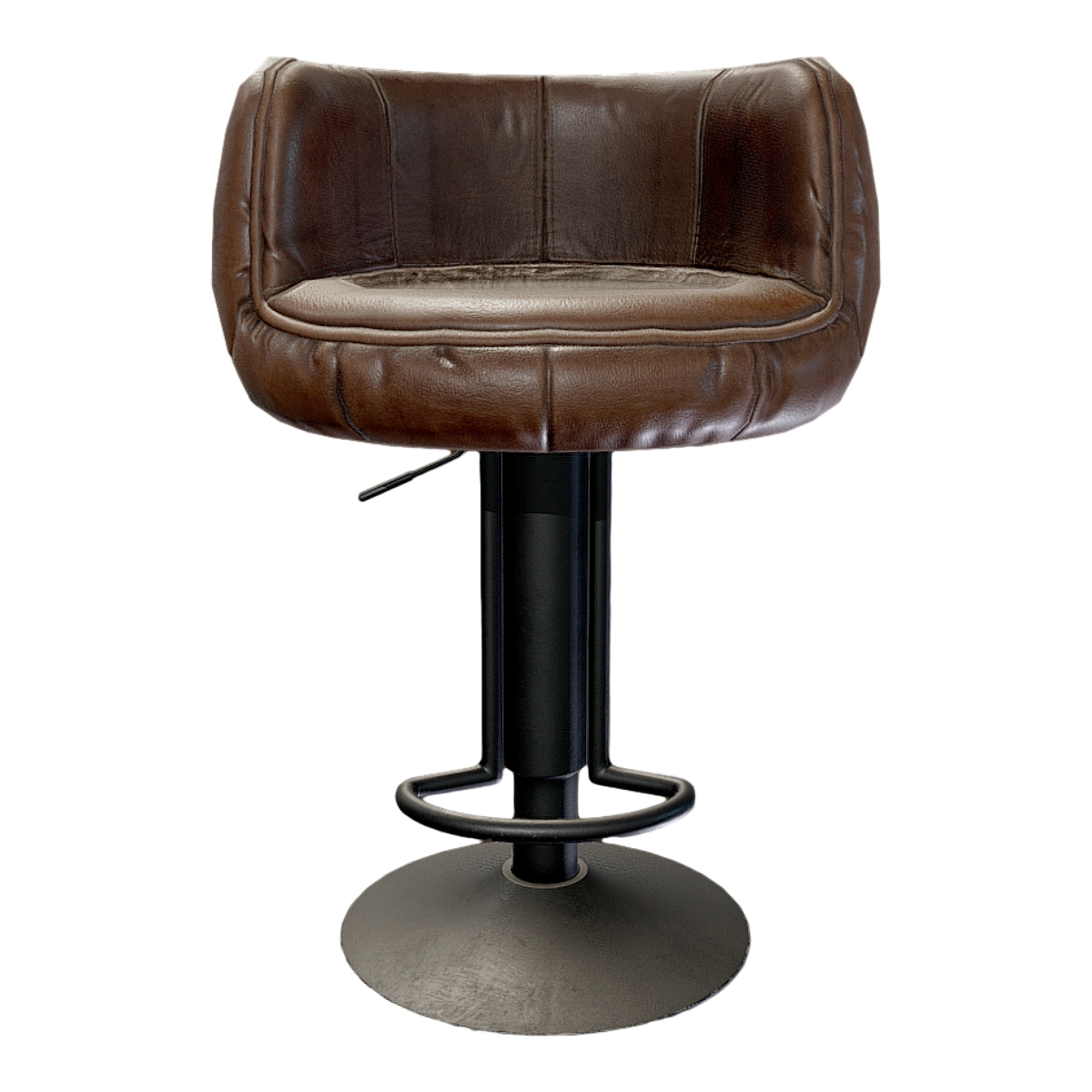 Bar home dark brown leather backrest bar chair